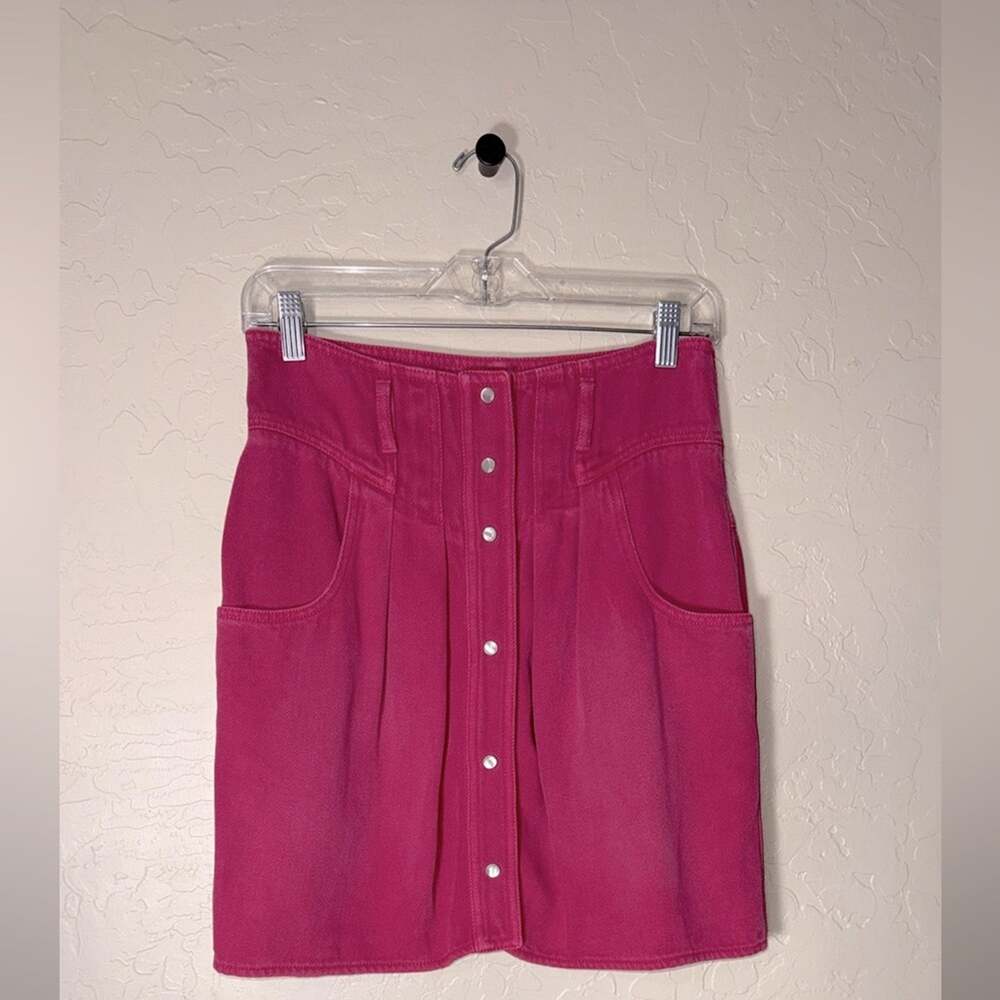 Isabel etoile marant tikeda skirt pink western style pearl snap front mini skirt